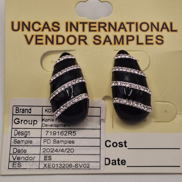 Oh Jewelry - Black & Silver Statement Earrings | Rhinestone Enamel Stud Earrings | Bold